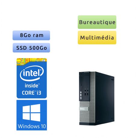 Dell Optiplex 390 SFF - Windows 10 - i3 8Go 500Go SSD - Ordinateur Tour Bureautique PC