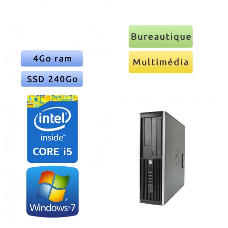 HP 8200 Elite SFF - Windows 7 - i5 4Go 240Go SSD - Port série - PC Tour Bureautique Ordinateur