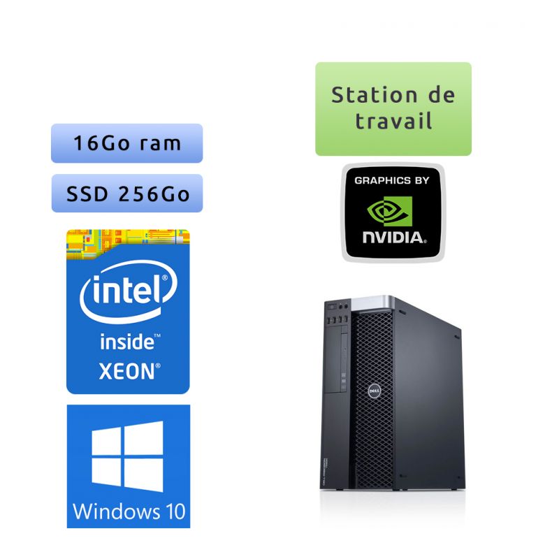 Dell Precision T5600 - Windows 10 - E5-2650 16Go 256Go SSD - Ordinateur Tour Workstation PC