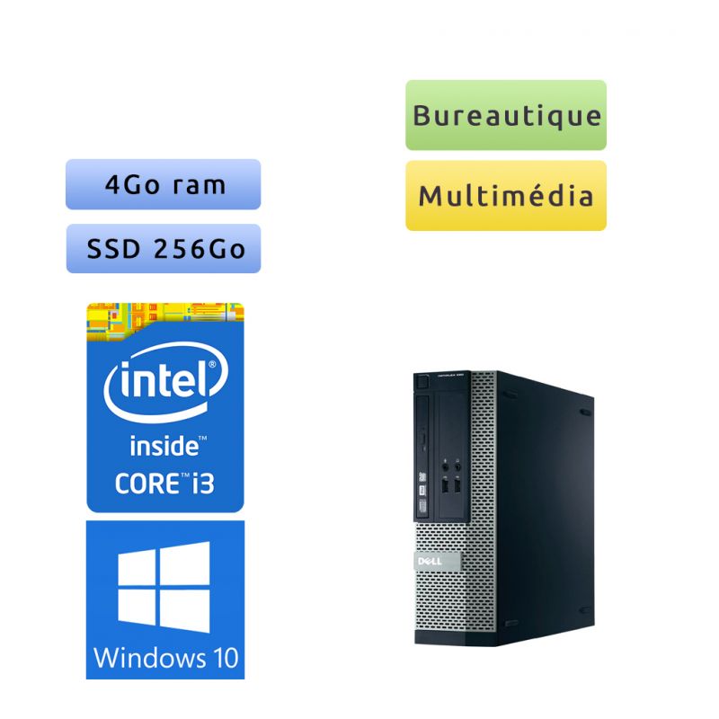Dell Optiplex 390 SFF - Windows 10 - i3 4Go 256Go SSD - Ordinateur Tour Bureautique PC