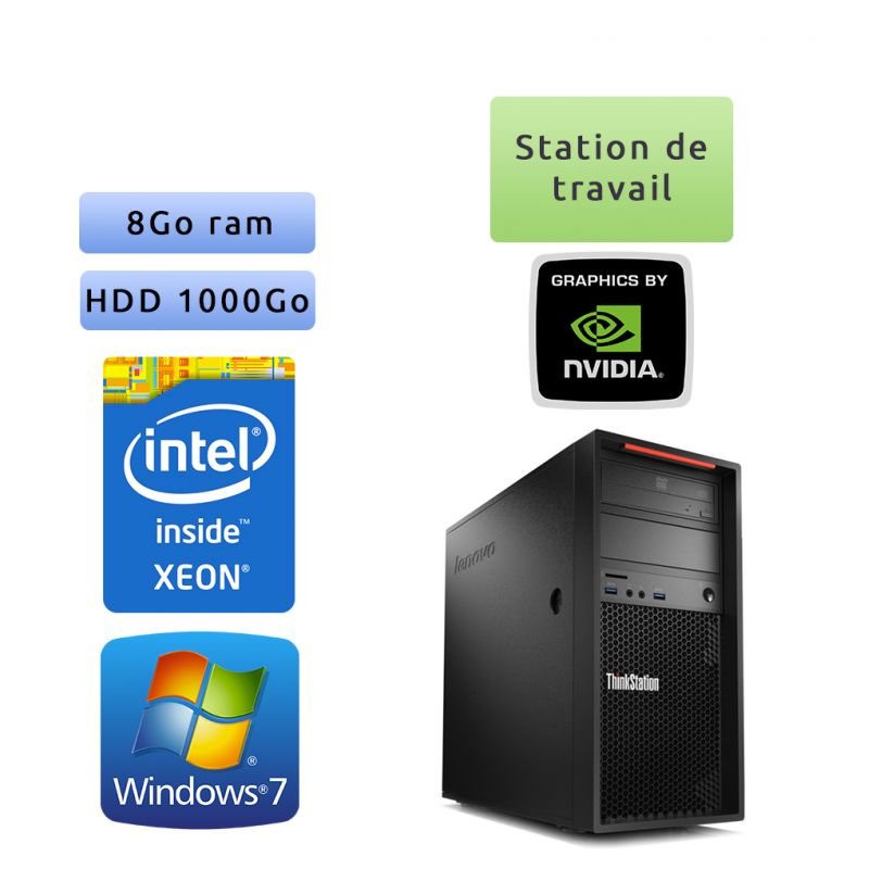 Lenovo ThinkStation P300 - Windows 7 - E3-1220v3 8GB 1000GB - Ordinateur Tour Workstation PC