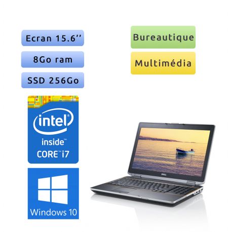 Dell Latitude E6520 - Windows 10 - i7 8Go 256Go SSD - 15.6 - Webcam - NVS 4200M - Ordinateur Portable PC
