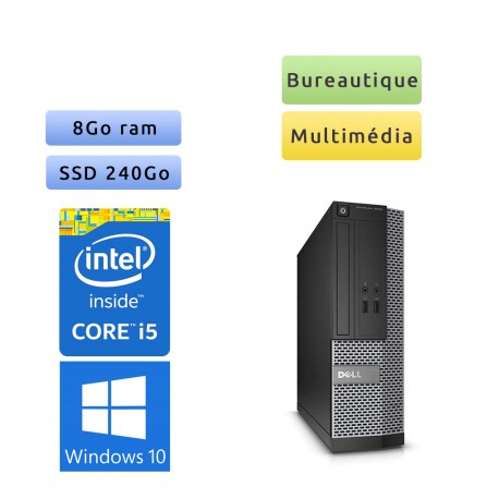 Dell Optiplex 3020 SFF - Windows 10 - i5 8Go 240Go SSD - Ordinateur Tour Bureautique PC