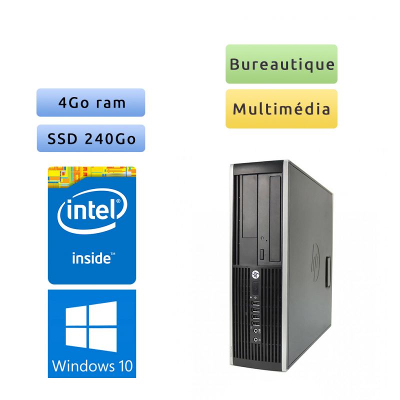 HP 8000 Elite SFF - Windows 10 - 2.8Ghz 4Go 240Go SSD - Port Serie - PC Tour Bureautique Ordinateur