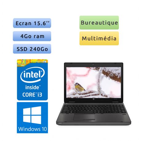 HP ProBook 6560b - Windows 10 - i3 4Go 240Go SSD - 15.6 - Webcam - Port Serie - Ordinateur Portable PC