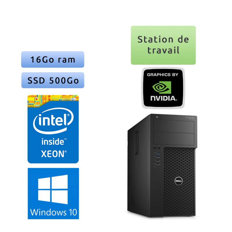 Dell Precision T3620 - Windows 10 - E3-1270 v5 16Go 500Go SSD - Port Serie - Ordinateur Tour Workstation PC