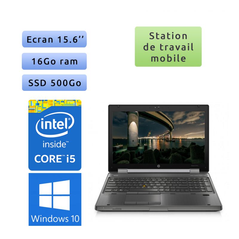 HP EliteBook 8560w - Windows 10 - i5 16Go 500Go SSD - 15.6 - Station de Travail Mobile PC Ordinateur
