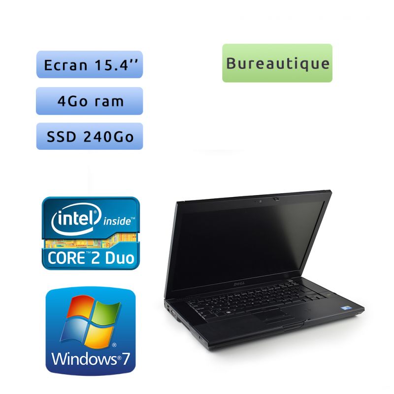 Dell Latitude E6500 - Windows 7 - C2D 2.53Ghz 4Go 240Go SSD - 15.4 - Grade B - Ordinateur Portable PC