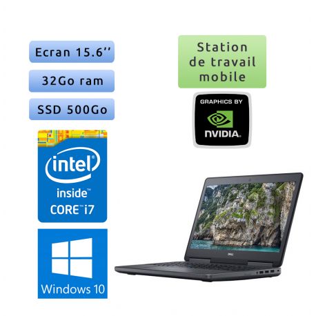 Dell Precision 7520 - Windows 10 - i7 32Go 500Go SSD - 15.6 - Webcam - M2200 - Station de Travail Mobile PC Ordinateur