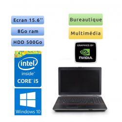 Dell Latitude E6520 - Windows 10 - i5 8Go 500Go - 15.6 - Webcam - Grade B - Ordinateur Portable PC