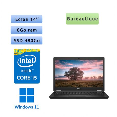 Dell Latitude 5490 - Windows 11 - i5 8Go 480Go SSD - 14 - Webcam - Ordinateur Portable PC