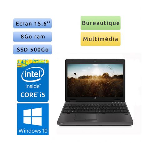 HP Probook 6570b - Windows 10 - i5 8Go 500Go SSD - 15.6 - Webcam - Ordinateur Portable PC