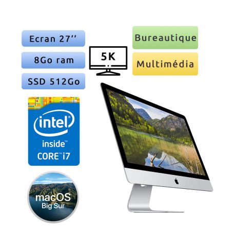 Apple iMac 27'' Retina 5K A2115 (EMC 3442) i7 8Go 512Go SSD - iMac20,1 - Unité Centrale