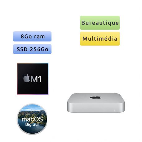 Apple Mac mini A2348 (EMC 3569) M1 8Go 256Go SSD - Macmini9,1 - 2020 - Unité Centrale