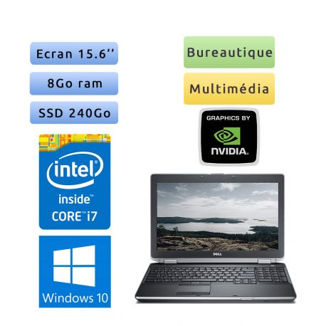 Dell Latitude E6530 - Windows 10 - i7 8Go 240Go SSD - 15.6 - Ordinateur Portable PC