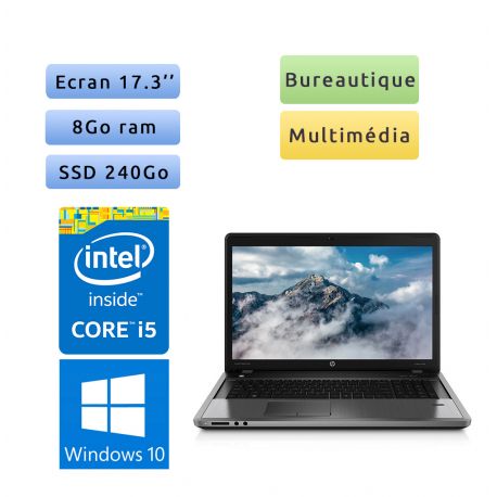 HP ProBook 4740s - Windows 10 - i5 8Go 240Go SSD - 17.3 - Webcam - Ordinateur Portable PC