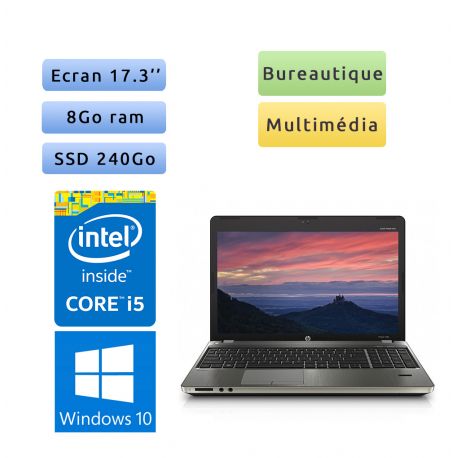 HP ProBook 4730s - Windows 10 - i5 8Go 240Go SSD - 17.3 - Webcam - Ordinateur Portable PC