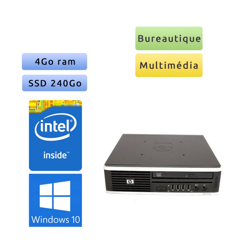HP 8200 Elite USDT - Windows 10 - 2.7Ghz 4Go 240Go SSD - PC Tour Bureautique Ordinateur