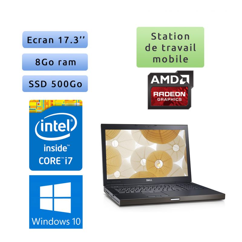 Dell Precision M6700 - Windows 10 - i7 8Go 500Go SSD - 17.3 - Webcam - Station de travail Mobile