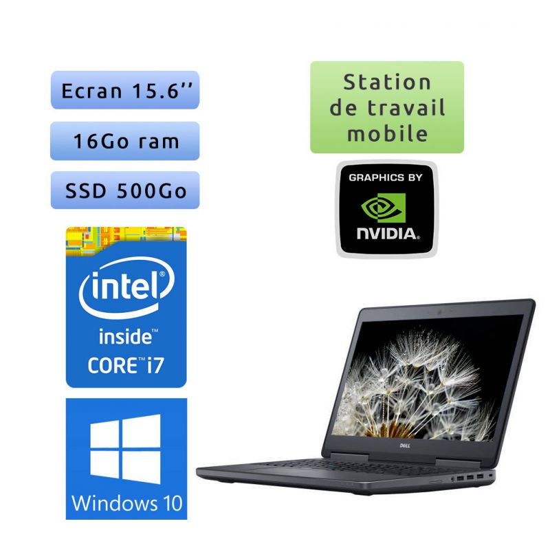 Dell Precision 7520 - Windows 10 - i7 16Go 500Go SSD - 15.6 - Webcam - M2200 - Station de Travail Mobile PC Ordinateur
