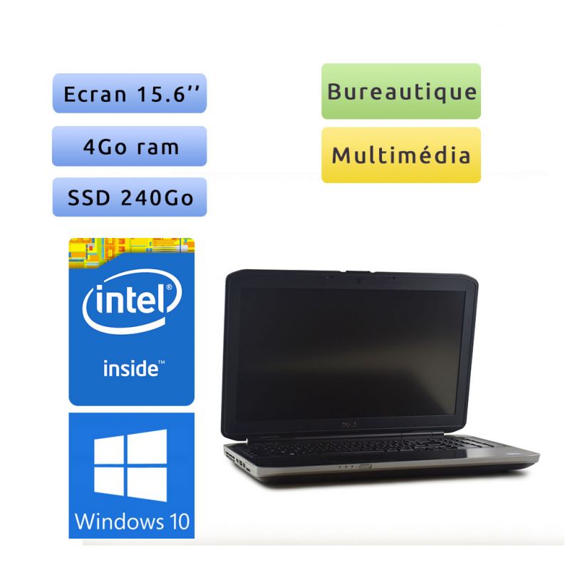 Dell Latitude E5530 - Windows 10 - 1.9Ghz 4Go 240Go SSD - 15.6 - webcam - Grade B - Ordinateur Portable PC