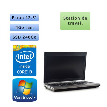 HP Elitebook 2560p - Windows 7 - i3 4Go 240Go SSD - Webcam - 12.5 - Grade B - Station de travail Mobile PC
