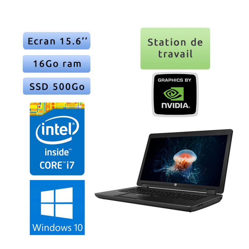 HP Zbook 15 G2 - Windows 10 - i7 16Go 500Go SSD - 15.6 - Webcam - K1100M - Station de Travail Mobile PC