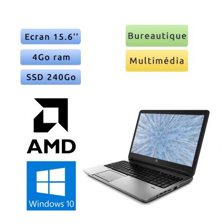 HP ProBook 655 G1 - Windows 10 - A10 4Go 240Go SSD - 15.6 - Webcam - Ordinateur Portable PC