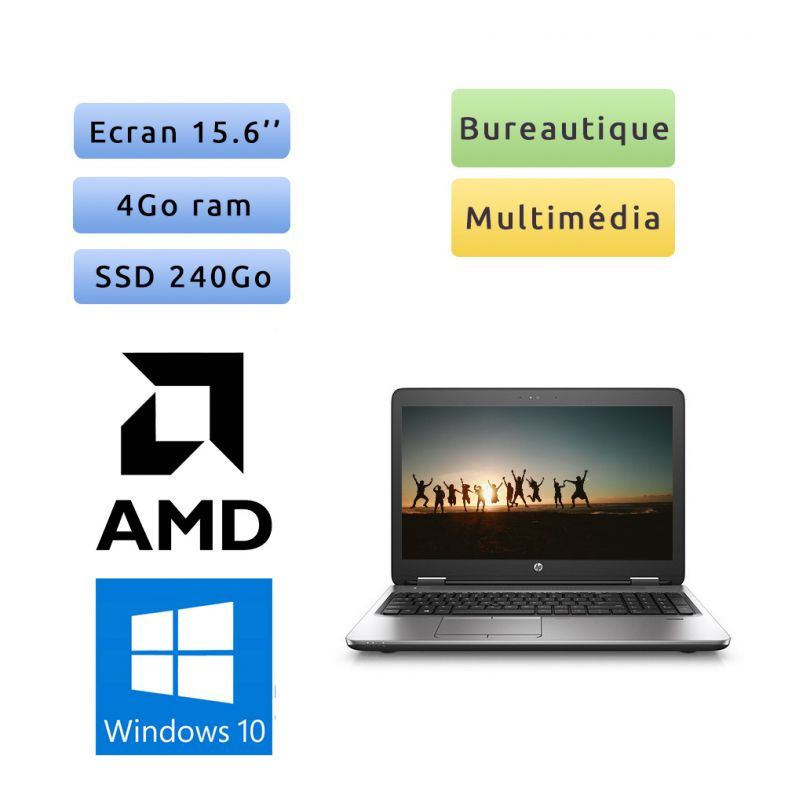 HP ProBook 655 G2 - Windows 10 - A10 4Go 240Go SSD - 15.6 - Webcam - Ordinateur Portable PC