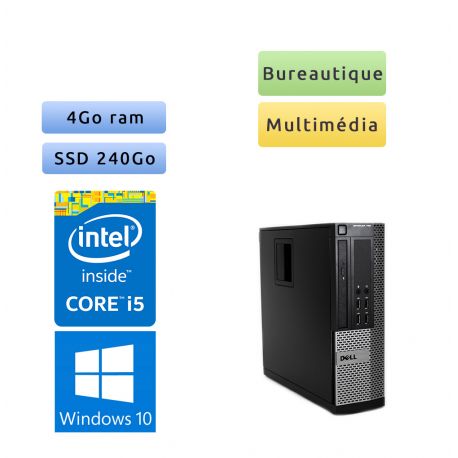 Dell Optiplex 790 SFF - Windows 10 - i5 4Go 240Go SSD - Ordinateur Tour Bureautique PC