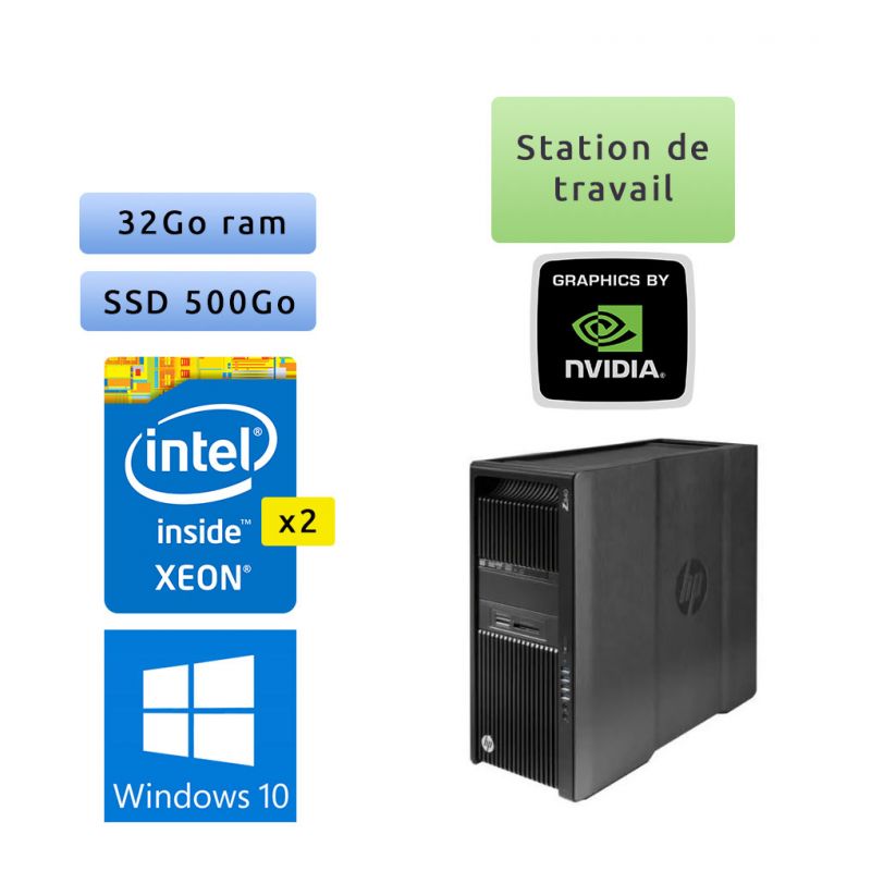 HP Workstation Z840 - Windows 10 - 2*E5-2640v3 32Go 500Go SSD - Port Serie - Ordinateur Tour Workstation