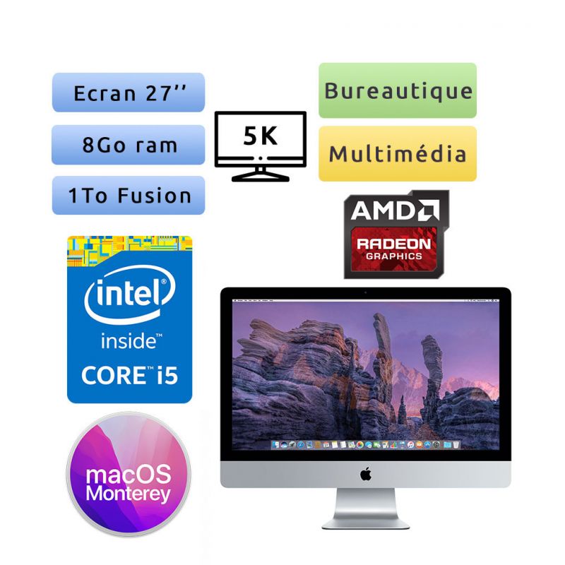 Apple iMac 27'' Retina 5K A1419 (EMC 3070) i5 8Go 1To - iMac18,3 - 2017 - Unité Centrale
