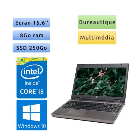 HP Probook 6570b - Windows 10 - i5 8GB 250GB SSD - 15.6 - Webcam - Ordinateur Portable PC