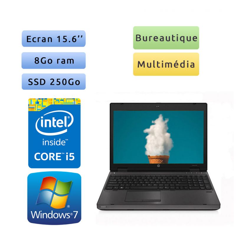 HP Probook 6570b - Windows 7 - i5 8GB 250GB SSD - 15.6 - Webcam - Ordinateur Portable PC