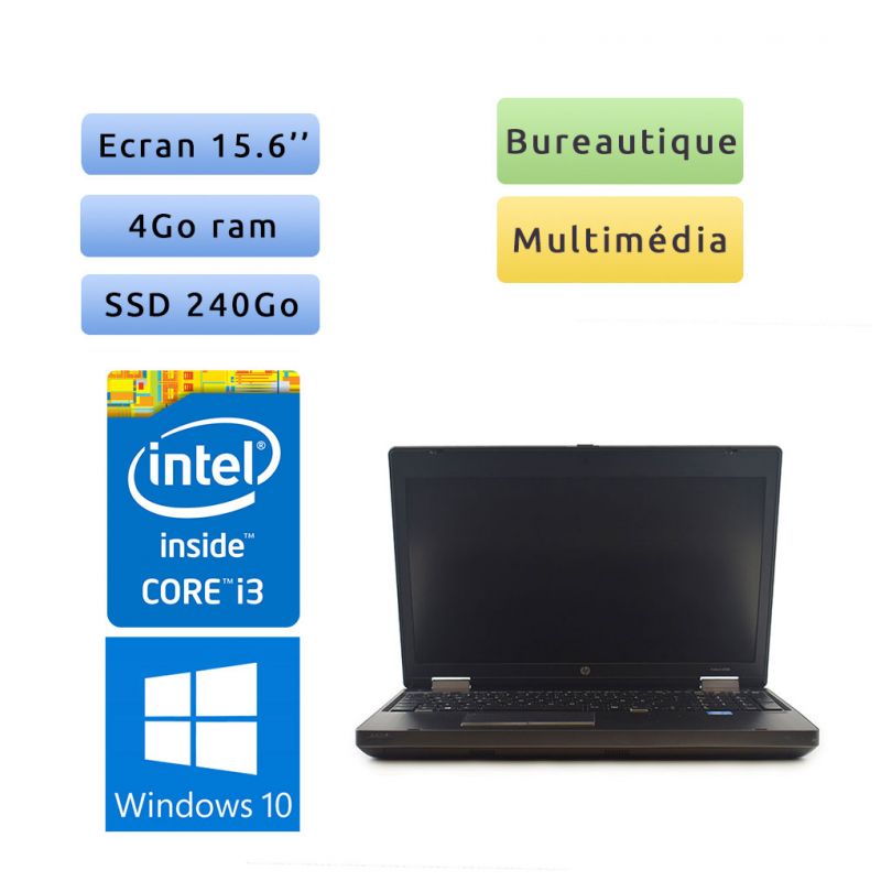 HP ProBook 6560b - Windows 10 - i3 4Go 256Go SSD - 15.6 - Webcam - Grade B - Ordinateur Portable PC