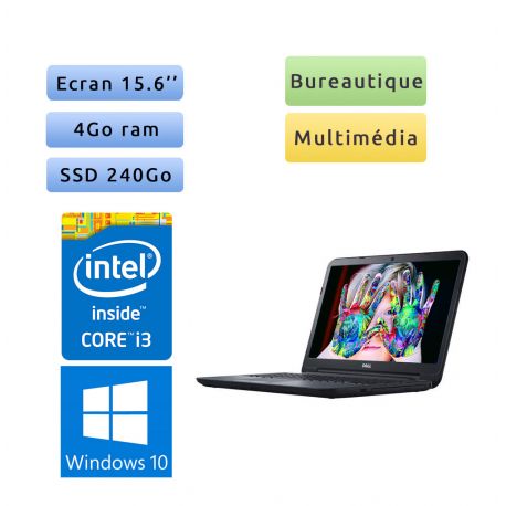 Dell Latitude 3540 - Windows 10 - i3 4Go 240Go SSD - 15.6 - Webcam - Ordinateur Portable PC