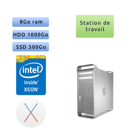 Apple Mac Pro Quad Core Xeon 3.2Ghz A1289 (EMC 2314-2) 8Go 1To & 500Go SSD - MacPro5,1 - Station de Travail