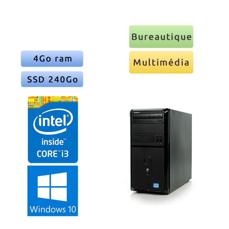 Dell Vostro 260 - Windows 10 - i3 4Go 240Go SSD - PC Tour Bureautique Ordinateur