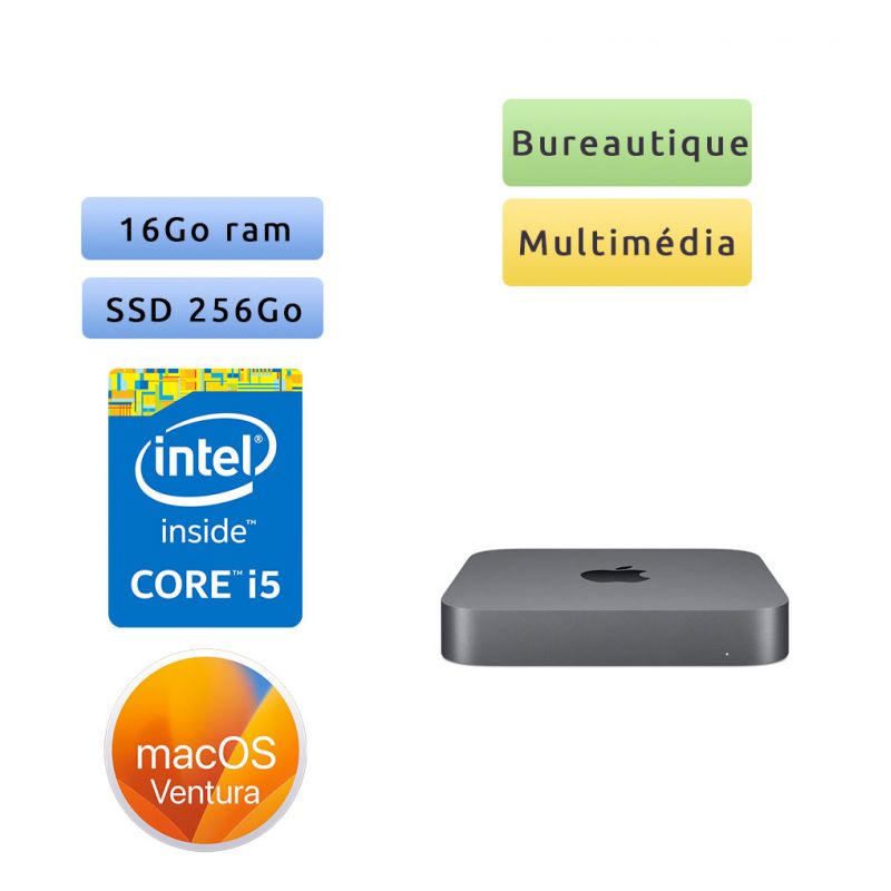 Apple Mac mini A1993 (emc 3213) i5 16Go 256Go SSD - macmini8.1 - Unité Centrale Apple
