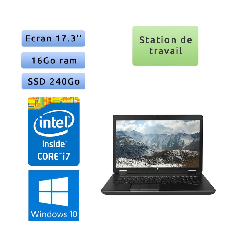 HP Zbook 17 G2 - Windows 10 - i7 16Go 240Go SSD - 17.3 - Webcam - K3100M - Station de Travail Mobile PC