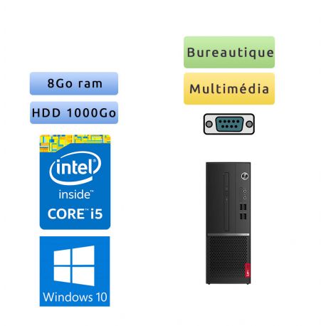 Lenovo ThinkCentre V530S SFF - Windows 10 - i5 8Go 1To - Port Serie - K600 - Ordinateur Tour Bureautique PC