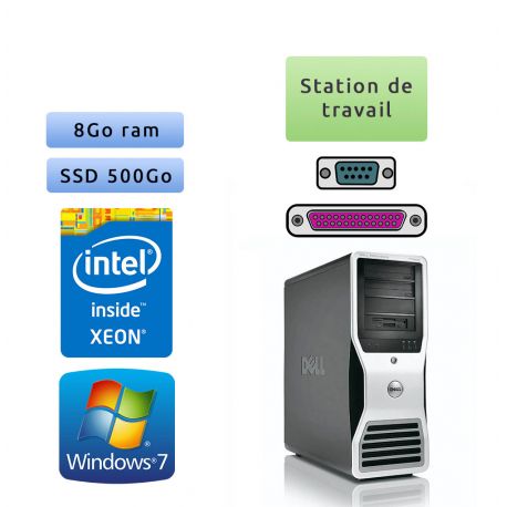 Dell Precision T7500 - Windows 7 - E5506 8Go 500Go SSD - Port serie et parallele - Ordinateur Tour Workstation PC