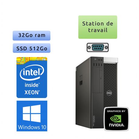 Dell Precision T5810 - Windows 10 - E5-1650v3 32Go 512Go SSD - K4200 - Ordinateur Tour Workstation PC