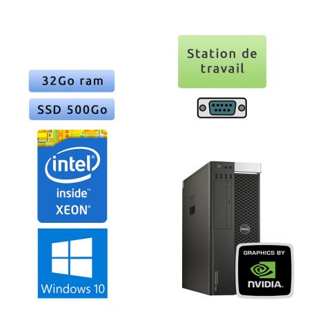 Dell Precision T5810 - Windows 10 - E5-1650v3 32Go 500Go SSD - K2200 - Ordinateur Tour Workstation PC