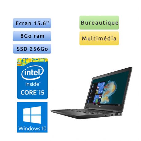 Dell Latitude 5580 - Windows 10 - i5 8Go 256Go SSD - 15.6 - Webcam - Ordinateur Portable PC