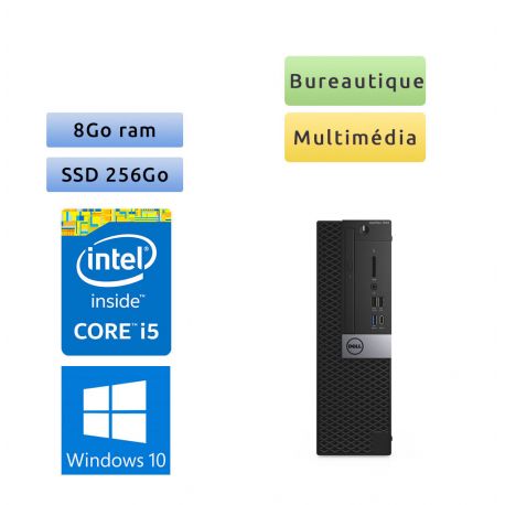 Dell Optiplex 7050 SFF - Windows 10 - i5 8Go 256Go SSD - Ordinateur Tour Bureautique PC
