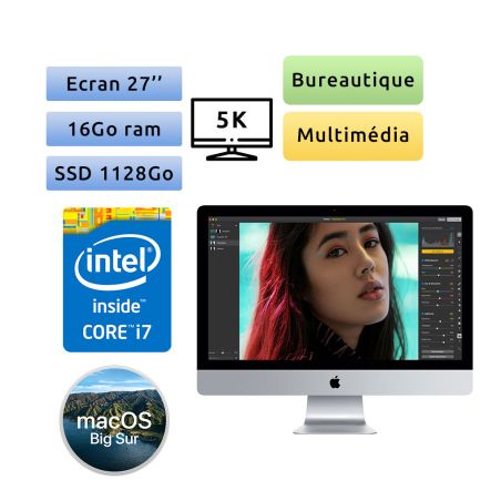 Apple iMac 27'' Retina 5K A1419 (EMC 2806) i7 16Go 1to + 128Go SSD - iMac15,1 - 2014 - Unité Centrale