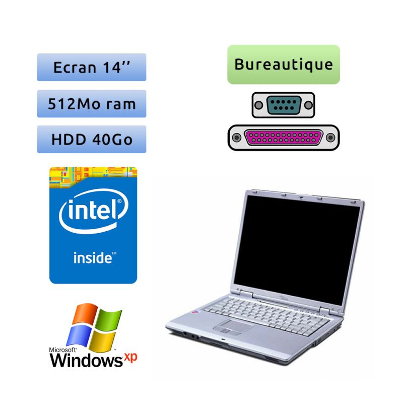 Fujitsu Lifebook C1010 - Windows XP - P3 512Mo 40Go - 14 - Port série - Ordinateur Portable Fujitsu Lifebook C1010 - Windows XP - P3 512Mo 40Go - 14 - Port série - Ordinateur Portable