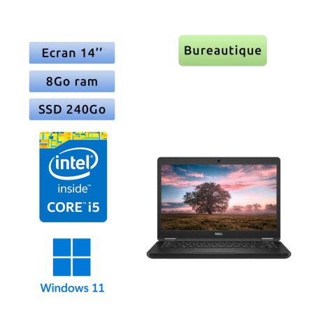 Dell Latitude 5490 - Windows 11 - i5 8Go 240Go SSD - 14 - Webcam - Ordinateur Portable PC