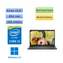 Dell Latitude 5500 - Windows 11 - i5 8Go 240Go SSD -  - Webcam - Ordinateur Portable PC